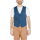 Gianni Lupo Blue Cotton Waistcoat -  Vests for Men Suits -  Gianni Lupo.